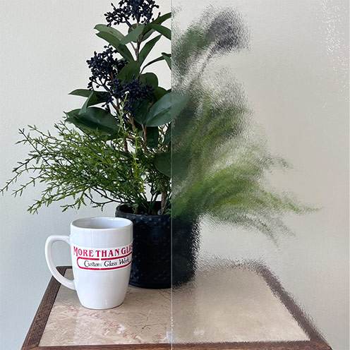Chinchilla Cabinet Door Glass Texture With Blurred Plant Silhouette – More Than Glass