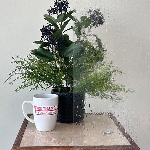 Clear Rainwater Cabinet Door Glass With Rippled Texture Obscuring Plant – More Than Glass